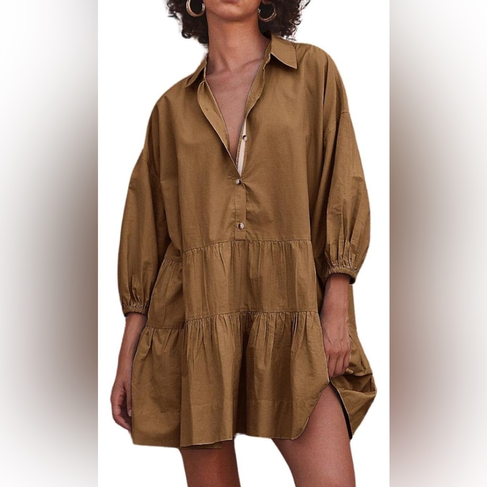 Elegant Brown Tiered Dress